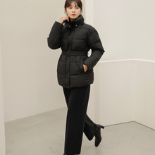 Load image into Gallery viewer, Belted Puffer Jacket with Hood
