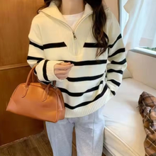 Load image into Gallery viewer, High Neck Striped Sweater

