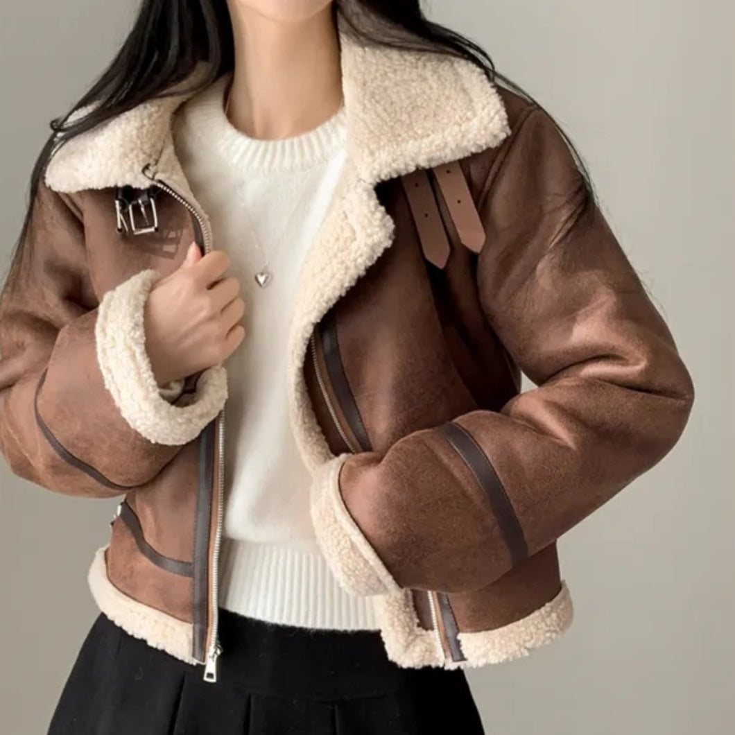 High Neck Soft Leather Jacket