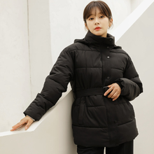 Load image into Gallery viewer, Belted Puffer Jacket with Hood

