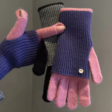 Load image into Gallery viewer, Two-tone Knit Gloves
