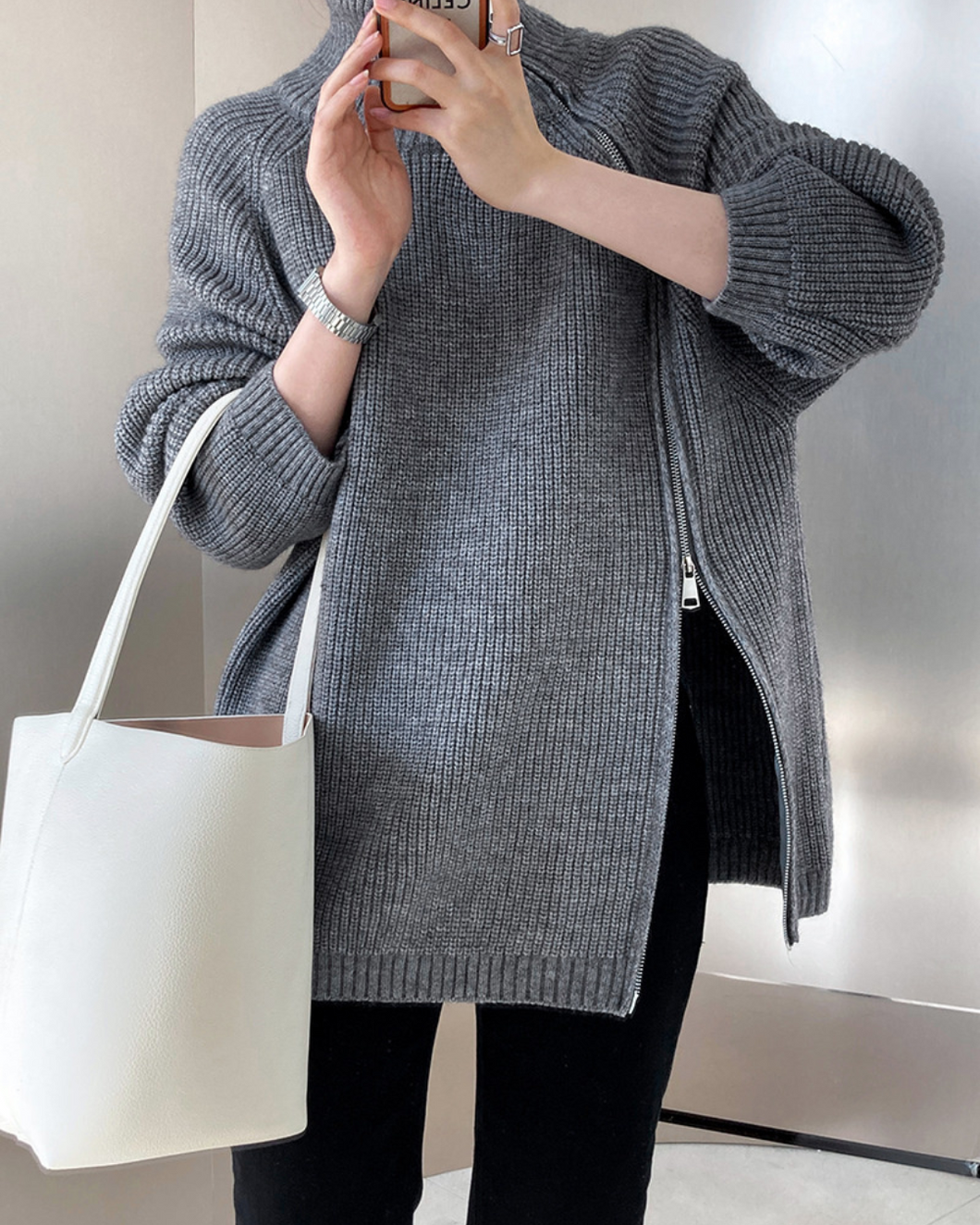 Oversized Full Zip Sweater