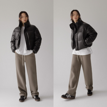 Load image into Gallery viewer, Synthetic Leather Puffer Jacket
