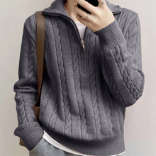 Load image into Gallery viewer, Collar Half-zip Cable Knit Sweater
