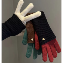 Load image into Gallery viewer, Two-tone Knit Gloves
