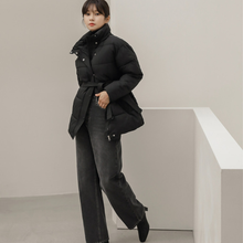 Load image into Gallery viewer, Belted Puffer Jacket with Hood
