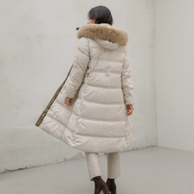 Load image into Gallery viewer, Belted Long Bubble Jacket with Faux Fur
