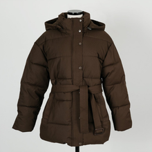Load image into Gallery viewer, Belted Puffer Jacket with Hood
