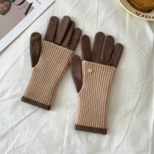 Load image into Gallery viewer, Two-tone Knit Gloves
