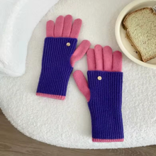 Load image into Gallery viewer, Two-tone Knit Gloves
