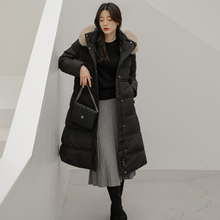 Load image into Gallery viewer, Belted Long Bubble Jacket with Faux Fur
