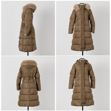 Load image into Gallery viewer, Belted Long Bubble Jacket with Faux Fur
