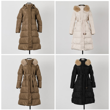 Load image into Gallery viewer, Belted Long Bubble Jacket with Faux Fur
