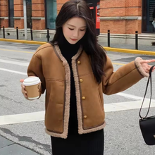 Load image into Gallery viewer, Brown Suede Sherpa-Lined Jacket
