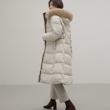 Load image into Gallery viewer, Belted Long Bubble Jacket with Faux Fur
