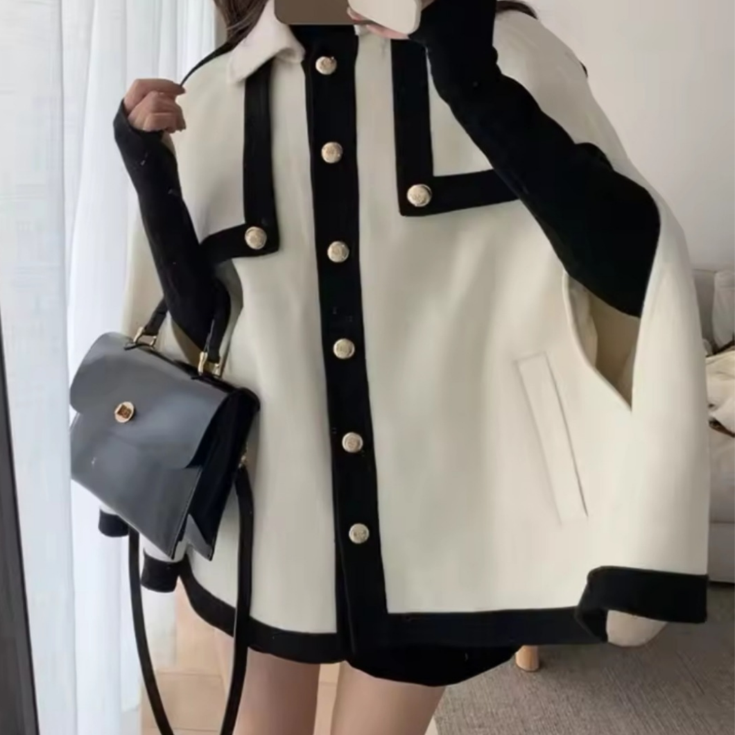 White Buttoned Poncho