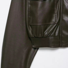 Load image into Gallery viewer, Semi-cropped Faux Leather Jacket
