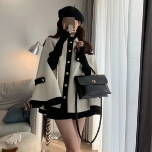 White Buttoned Poncho
