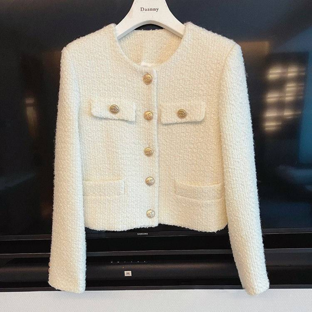 White Short Tweed Blazer