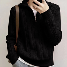 Load image into Gallery viewer, Collar Half-zip Cable Knit Sweater
