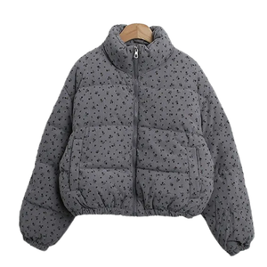 Flower Corduroy Puffer Jacket