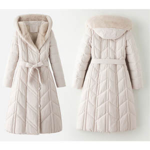 Fur Collared Long Bubble Jacket