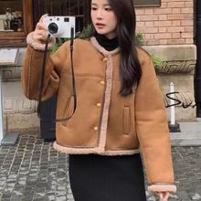 Load image into Gallery viewer, Brown Suede Sherpa-Lined Jacket
