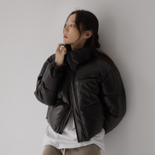 Load image into Gallery viewer, Synthetic Leather Puffer Jacket
