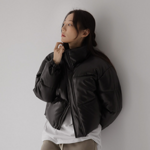 Synthetic Leather Puffer Jacket