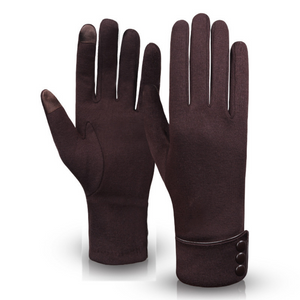 Buttoned Winter Gloves - Women