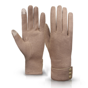 Buttoned Winter Gloves - Women