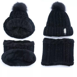 Pompom Beanie and Neck Warmer Set