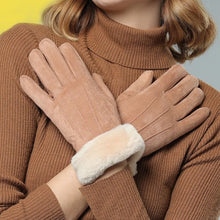 Load image into Gallery viewer, Suede Fur Gloves - Women
